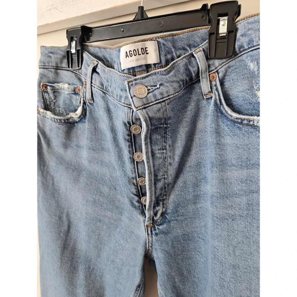 AGOLDE Straight Leg Jeans Nico Light Wash Button Fly Distressed Size 31